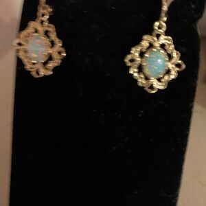 14k filigree Opal lever back earrings